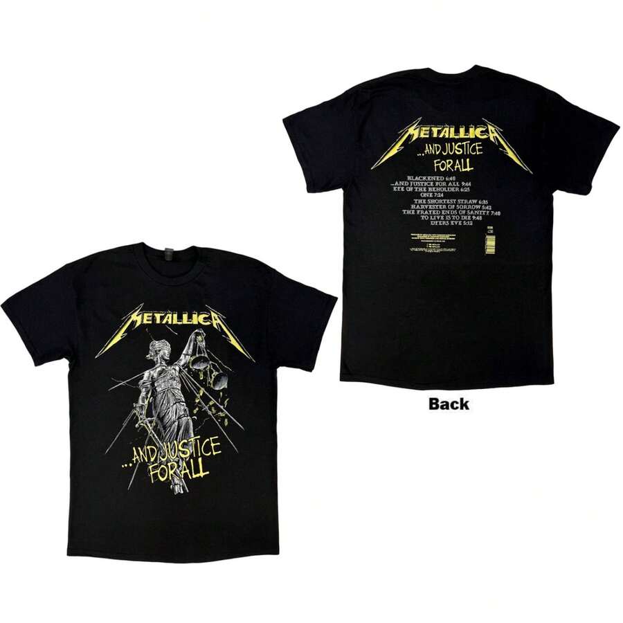 Metallica | Official Band T-Shirt | And Justice For All Tracks (Back Print) - 48-Hour Fast Shipping! - màu đen - Xem 1