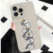 2026 nueva funda de teléfono mate, funda de teléfono con diseño de muñeco de nieve apilado con estrella y bufanda para iPhone 17 14 Pro Max 13 12 11 Xs Max Xr  Galaxy S23 S22 S21 Plus S20 Ultra S10 E Edge Note 20 10, funda de teléfono móvil, regalo para novio o novia, regalo de vacaciones - Blanco antiguo - Ver 7