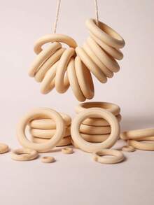 5pcs-50pcs 20-80mm Unfinished Wooden Rings Multiple Sizes Solid Color Natural Wood Circle Rings For Macrame Craft Jewelry Decorative Wooden Hoops - Wood Color - View 4