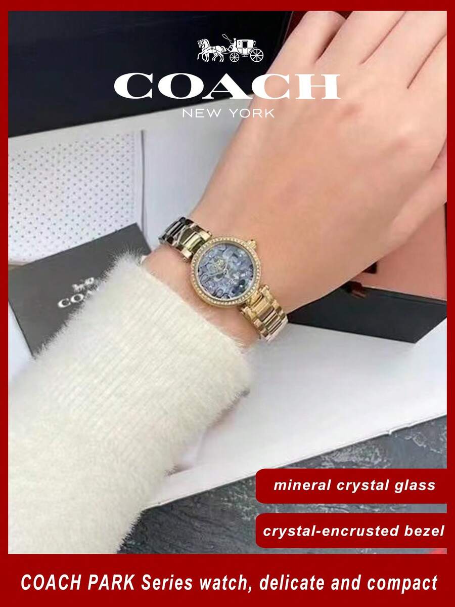 Coach Đồng hồ Park Blue Dial Gold Steel Strap dành cho nữ - Vàng - Xem 1
