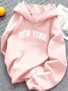 This Is A European And American Style Women's Elegant, Fashionable, Simple, Unique, Creative, Casual, Sweet, Cute, Loose, Comfortable, And Slim-Fitting Hooded Sweatshirt With A Letter Pattern. Suitable For Everyday Outdoor Casual Wear, It Can Also Be Worn As A Warm Autumn/Winter Outerwear Piece. Available In Dark Green, Black, Gray, Red, Purple, And Pink. A Popular Discounted Women's Item, Unisex, Made Of 180g 100% Pure Cotton. - 灰色 - 查看 9