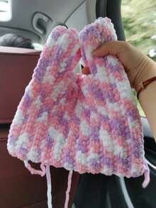 1 pieza 100g Hilo grueso de un solo hilo, Haz tu propia bufanda, bolsa, zapatillas, manta, cojín y muñeco relleno con forma de helado - Caqui - Ver 9