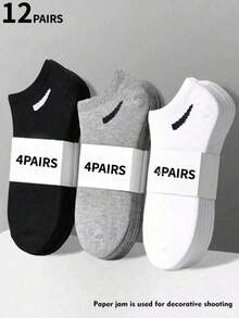 12/15 Đôi tất cổ ngắn màu trơn Unisex đen, trắng, xám, thiết kế tối giản, phù hợp để mặc hàng ngày - Nhiều màu - Xem 6