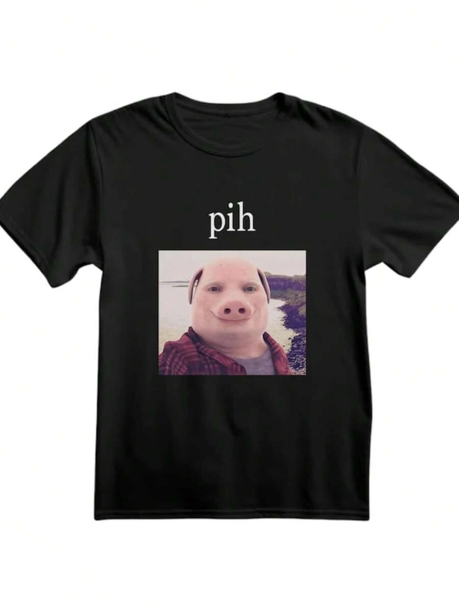 John Pork T-Shirt, Pih T-Shirt, Meme T-Shirt, Funny T-Shirt, T-Shirt - 黑色 - 查看 1