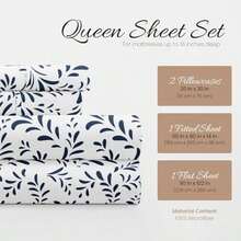 Linen Market - Juego de sábanas de 4 Piezas, Estampado, tamaño ,  Sage(Queen Burst of Vines azul marino) - Multicolor - Ver 2