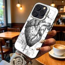 Funda de Teléfono Diseño de Anatomía de Corazón Humano Blanco para Modelos de  y  Adecuada para Todas las Estaciones Opción de Regalo Ideal - Negro - Ver 6