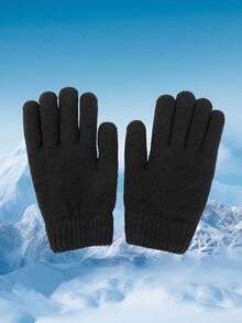 1 Stück Winterwarme Handschuhe, gestrickte fingerlose Handschuhe mit Futter, geeignet für den täglichen Wintergebrauch - Verschiedenfarbig - Übersicht 5