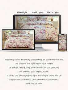 3pcs/Set Floral Pattern Duvet Cover Set(1 Duvet Cover & 2 Pillowcase)Soft And Skin-Friendly Duvet Cover Bedding Set For Home, All Season Bed Sheets Set - Multicolor - View 8