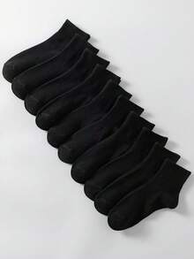 10双装黑色舒适百搭日常女袜 - 黑色 - 查看 3
