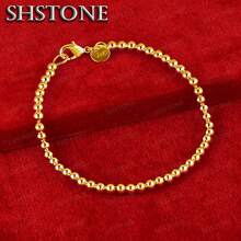 Fashion Elegant 925 Sterling Silver Plated 18K Gold 4mm Beads Chain Women Cute Bracelet High Quality Gorgeous Jewelry