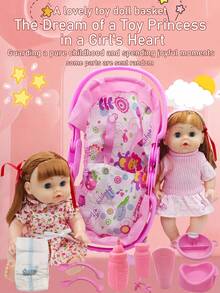 29厘米手持娃娃篮玩具，逼真仿真电动玩具娃娃，推荐送给女孩的礼物，生日和节日礼物