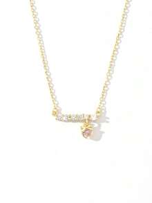 1pc S925 Sterling Silver 14K Gold Plated Zirconia Inlaid Layered Necklace, Fashionable & Sweet For Women - one-size - View 9