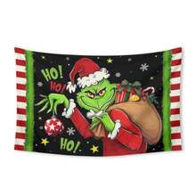 The Grinchs Merry Christmas Tapestry Flag Photo Backdrop Christmas Banner For Xmas Room Aesthetic Living Room Bedroom Party Decorations College Dorm Decor - Multicolor - View 7