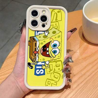 1个卡通简约字母图案防震手机壳，兼容三星/苹果17/16/15/14/13/12/11 Pro Max/12 Pro/14 Plus及其他型号