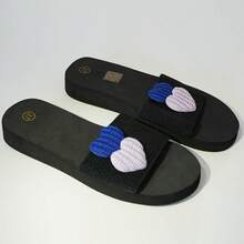 1 Pair Fashionable Woven Heart Pattern Slip-On Sandals With Elastic Band, Suitable For Outdoor Wear - Multicolor - View 14