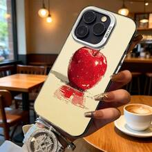 Funda de Teléfono Transparente con Diseño de Impresión de Manzana Roja para iPhone 14 13 12 11 Pro Max y  Galaxy S23 S22 S21 S20, Opción de Regalo Ideal para Todas las Estaciones - Plateado - Ver 6