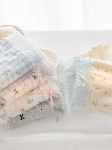 5pcs/Set Cute Ditsy Floral Lace Trim Ladies' Briefs - Multicolor - View 4