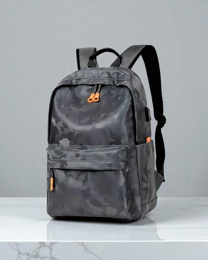 Mochila de viaje para hombre, bolsa de estudiante portátil de gran capacidad, Mochila Con Usb Puerto Escolar Antirrobo De Gran Capacidad Gris