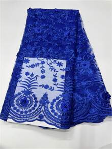 5 Yards /1 Yards French Lace Tulle With Beads 3D Flower Lace Embroidery Fabric 2026 Latest African Lace Nigerian Wedding Party - 彩色 - 查看 16