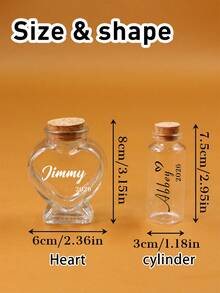 Custom Couples Mini Jars With Text,Personalized Mini Jars With Cork Lids,Customized Sand Jars Keepsake,Customizable Small Decorative Jar,Wishing Bottle,Memory Bottle,Beach Honeymoon,Valentine's Day,Wedding Gifts,Cute Glass Jar,Birthday Gifts,Bedroom,Living Room,Groom,Bride,Friends,Couple,Family,Father,Mom - Style B - View 2