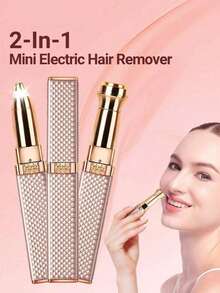 2-In-1 Electric Eyebrow Trimmer Suitable For Women's USB Rechargeable, 2-In-1 Shaver And Eyebrow Trimmer, Suitable For Eyebrows, Cheeks, Chin, Armpits, Legs, Hands, Mini Hair Remover And Lipstick Shaped Epilator Cordless Shaver, Ideal Women's Gift - 彩色 - 查看 9