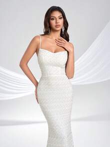 Elasola Đầm dạ hội dáng đuôi cá không tay, lấp lánh, thanh lịch dành cho nữ, thích hợp cho các buổi tiệc trang trọng, dài, tinh tế và quyến rũ, phù hợp cho mọi dịp đặc biệt như đám cưới, mùa xuân. - trắng - Xem 7