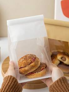 牛皮纸面包袋，带透明窗口 - 可重复密封，自封口，带金属扎带，保鲜 - 适用于烘焙食品、吐司、酸面包、贝果、羊角面包 - 棕色烘焙包装纸