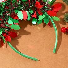 1 pieza Diadema decorativa navideña, diadema navideña con bolas de Navidad y lentejuelas brillantes, material de poliéster, adecuada para Acción de Gracias, Navidad, Año Nuevo y regalos