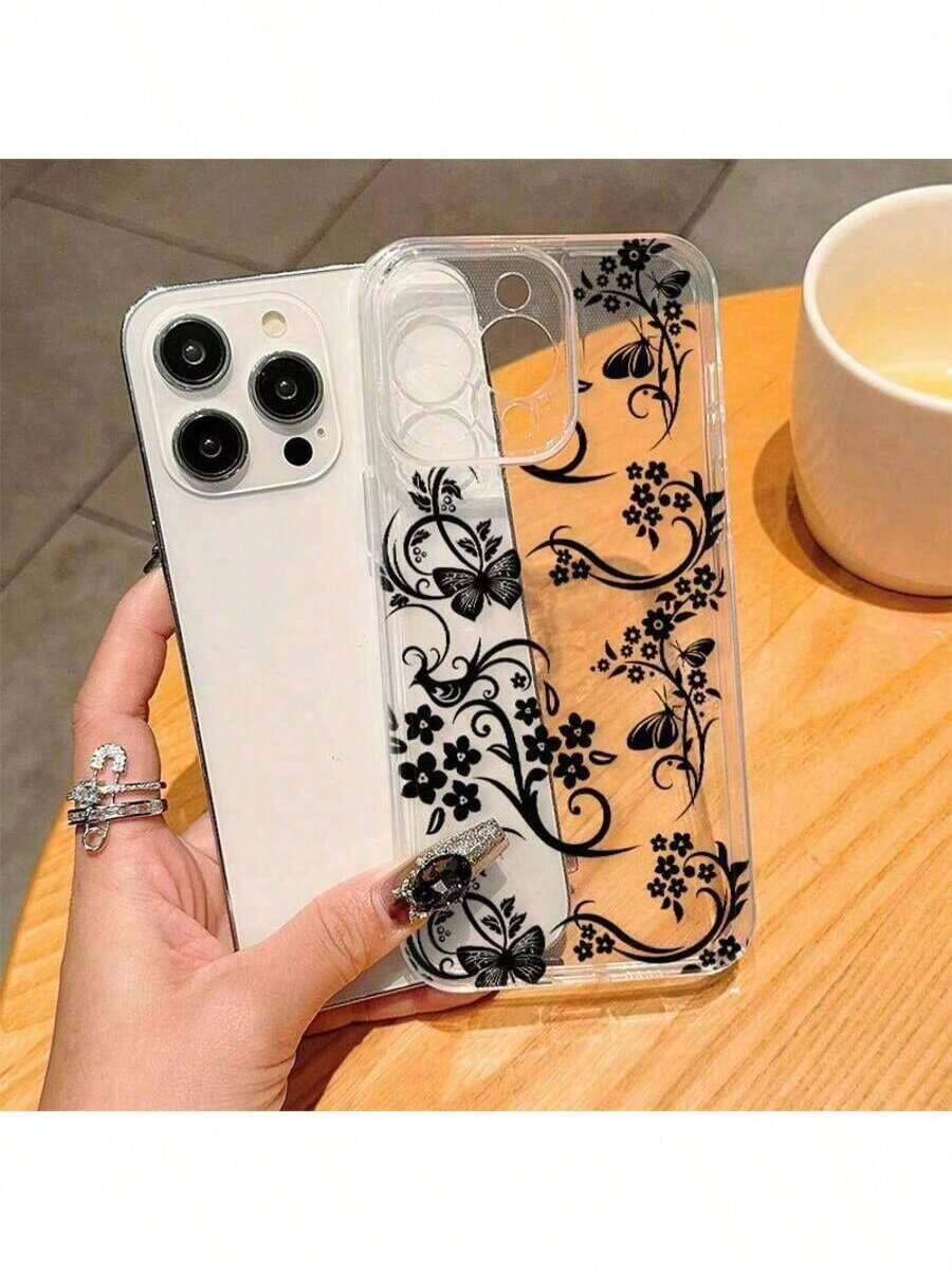 Floral Pattern Phone Case, Shockproof Protective Cell Phone Case, Full Protective Shockproof Cover For - 彩色 - 查看 1