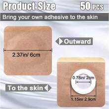 50pcs Castor Oil Pack Wraps, Disposable Self-Adhesive Organic Cotton Skin Covers For Abdomen Care, Absorbent Belly Button Pads For Abdomen Knees Feet- Skin Color - Brown - View 2