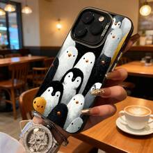 Funda de Teléfono Patrón de Pingüino Blanco y Negro Diseño de Animal Lindo Para iPhone 14 13 12 11 Pro Max  Galaxy S23 S22 S21 S20 Opción de Regalo Ideal Para Todas las Temporadas - Plateado - Ver 3