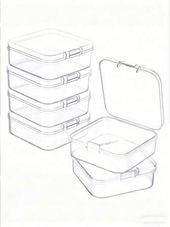 Transparent Square Plastic Jewelry Storage Boxes With Snap-Shut Lids, Fabric-Lined Interior & Clear Lids - Modern Mini Organizer For Earrings, Trinkets, Home Decor, Trinket Container, Minimalist Design, Secure Closure, Small Business Owners,Gift Box,Jewellery Box,Organizer Box,Accessories Organizer,Bracelet Box,Ring Box,Gift Ideas For Women