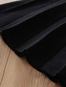 2pcs Girls Bow Decor Knitted Cardigan Sweater & A-Line Skirt Set, Elegant Fashion Cute, Round Neck Long Sleeve Warm Top & Skirt, Collegiate Style, Autumn/Winter - Red - View 9