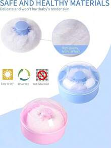 2pcs/1pc Velvet Powder Puff, Powder Puff Box, Salon Hair Cleansing Powder Puff, Talcum Powder Puff Box - Multicolor - View 8