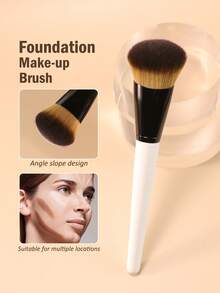 1pc Powder Foundation Brush, Liquid Foundation Brush, Ultra Soft, Professional Makeup Tool, Suitable For Daily Facial Makeup, Can Be Used As Foundation Brush, Concealer Brush, Blush Brush, Contour Brush, Bronzer Brush, Powder Brush, Etc. - White - View 7