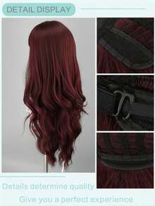 1件合成耐热假发，长款自然波浪红发假发，带刘海，长卷发假发，长度28-30英寸，纤维材质，适合日常佩戴，自然逼真的万圣节假发。 - 彩色 - 查看 8