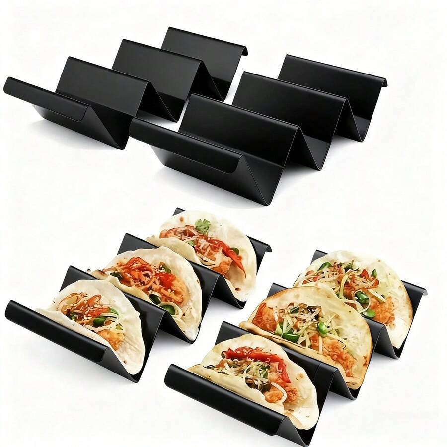 4 Tortilla Holders With A V-Shaped Design, Perfect For Taco Nights And Parties - 黑色 - 查看 1