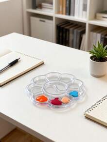 50pcs Plastic Paint Mixing Palette Set, Transparent/White Portable Thin Palette, Suitable For Watercolor, Gouache Art Painting - Multicolor - View 3