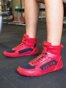 经典男士拳击鞋，专业比赛拳击摔跤运动鞋，舒适防滑耐穿高帮运动鞋