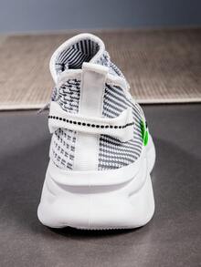 Men's Knitted Casual Shoes – Breathable Lace-Up Sneakers With Cushioned Sole, Lightweight Walking Shoes For Indoor & Outdoor, Ideal Gift For Men - 白色 - 查看 6