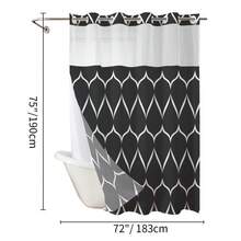 Geometric Wavy Shower Curtain Without Hooks, Double-Layer Shower Curtain With Inner Lining, Soft Polyester Fabric, Fashionable And Simple Style Home Decoration, Bathroom Accessory, 72x75in - 黑色 - 查看 8