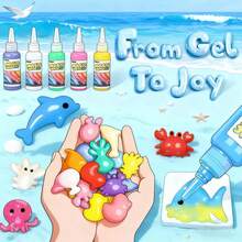 Set DIY de 32 Piezas "Elfos de Agua Mágicos" – Juguete Educativo para Niños y Niñas, Kit de Ciencia y Arte con Hidrogel de Colores, 12 Pegamentos Mágicos y 12 Moldes de Vida Marina (pez, pulpo, estrella de mar, calamar y más). Incluye molde especial de calamar y herramientas para crear figuras en 3D que flotan en el agua. Elaborado con material ABS de alta calidad, resistente y no tóxico, ideal para manualidades infantiles, aprendizaje sensorial, creatividad y actividades de Educación STEM. Perfecto como juguete popular en México, regalo de cumpleaños, regalo de Navidad, Día del Niño, fiestas, actividades familiares, escolares, guarderías y proyectos creativos. Un kit de hidrogel y slime educativo que encanta a niños y adultos, y que impulsa el desarrollo temprano, la coordinación mano-ojo y el juego interactivo entre padres e hijos. ¡Diversión garantizada para horas de creatividad, experimentos y arte acuático! - Celeste - Ver 9