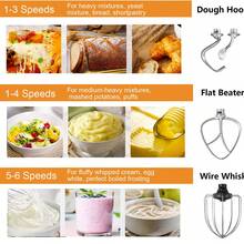 Stand Mixer, With Double Dough Hook, Wire Whip & Beater, 6+ P Speed Tilt-Head Food Mixer, Pouring Shield For Home Cooking, 550W, RED - 查看 9