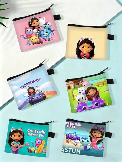 Gabby's Dollhouse Gabi Dollhouse Theme Birthday Gift, Oxford Cartoon Flat Corner Coin Purse, Storage Bag, Sanitary Napkin Storage Bag, Card Bag, Multiple Pictures To Choose From