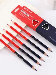 12pcs/Box Triangular Colored Pencils, Red & Blue Double-Ended, For Architecture Drawing, Line Sketching, And Writing - Multicolor - View 8