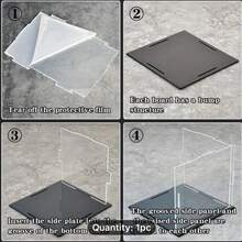 Transparent Acrylic Display Case, 50 Size Options Available, DIY Assembly, Suitable For Models, Blocks, Crafts, Souvenirs Display And Dust Protection - 5mm Black PVC Base - View 10