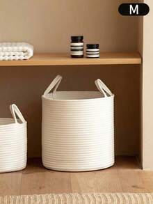 Portable Laundry Basket, 19-39cm Nordic Style Cotton Rope Woven Toy Storage Basket, Multi-Size Baskets With Handles, Desktop Storage Basket, Suitable For Graduation Gifts, Bachelor Party Gifts, Bridesmaid Gifts, Father's Day Gifts, Halloween Decor, Halloween Gifts, Bridesmaid Proposal Gifts, Wedding Guest Favors