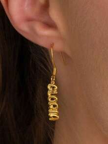 Customized Bubble Name Earrings, Personalized Bubble Name Earrings, Bubble Jewelry Gift For Mother, Anniversary Earring Gift, Bubble Wedding Earrings - Silver - View 4