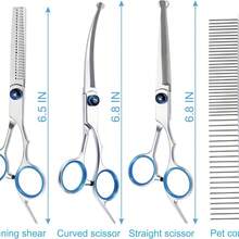 1/6/7件套宠物美容剪刀套装，直剪、打薄剪、弯剪，宠物美容工具 - 彩色 - 查看 5