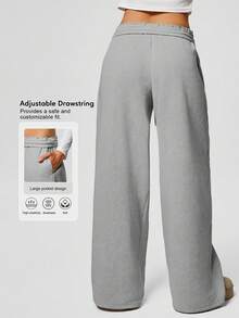 Sodalemon Pantalones de entrenamiento para mujer, pantalones de chándal sueltos con cintura elástica, pantalones deportivos anchos para gimnasio, casual, al aire actividades atléticas - Gris - Ver 2